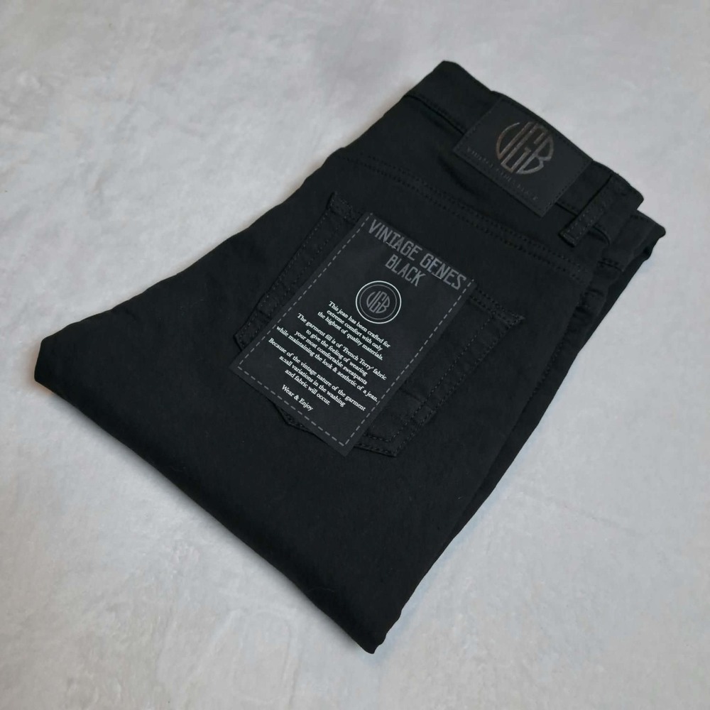 NWT VGB Vintage Genes Black Mens Slim Fit Comfort Terry Denim Black Jeans 30x32
